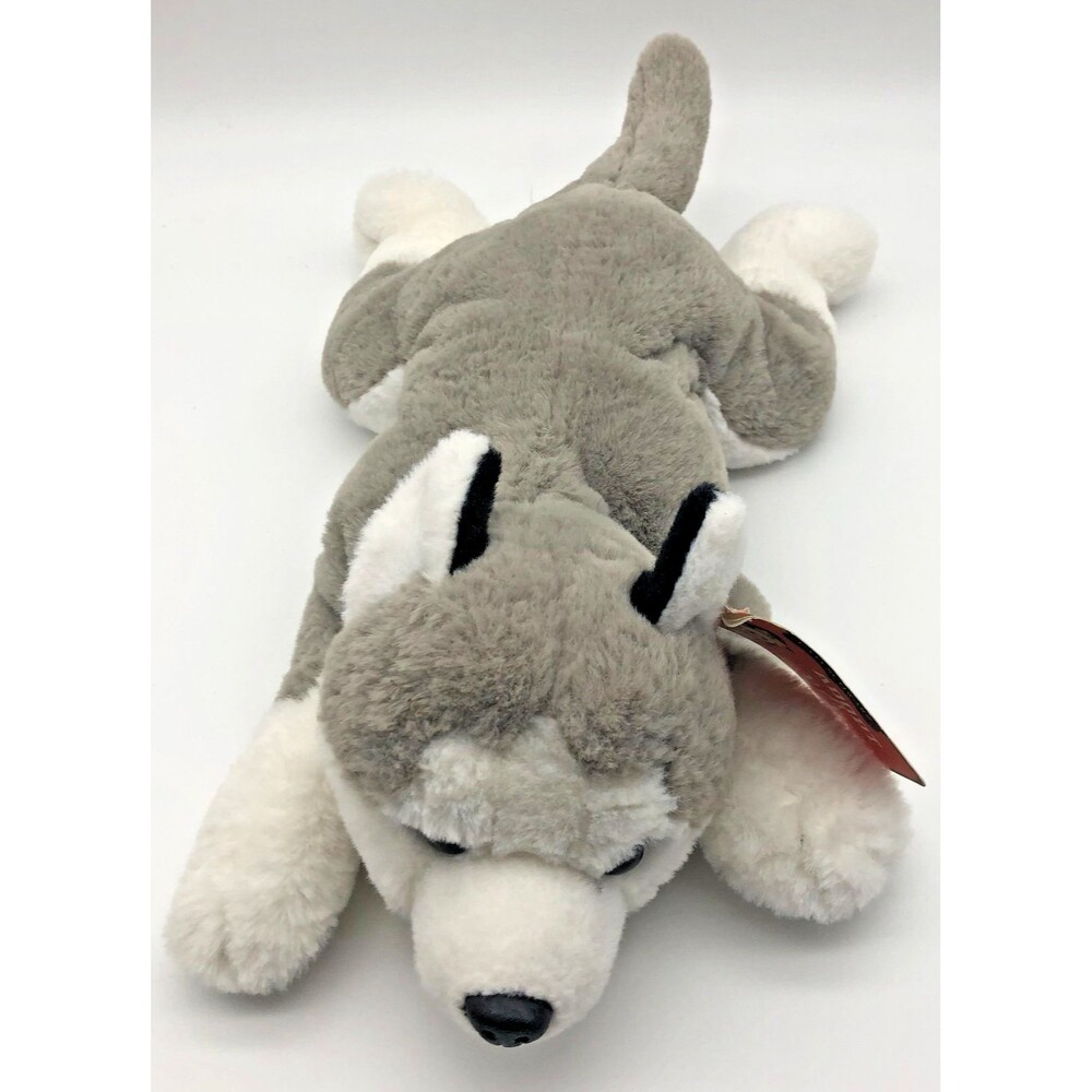 FAO Schwarz Adopt A Pet HUSKY DOG Gray Stuffed Soft Plush 15” Blue Eyes NEW - Picture 3 of 8